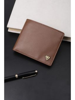 Allen Solly - Men Brown Textured Genuine Leather Wallet