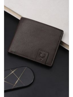 Allen Solly - Men Brown Textured Genuine Leather Wallet