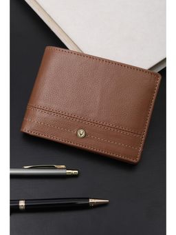 Allen Solly - Men Brown Textured Genuine Leather Wallet