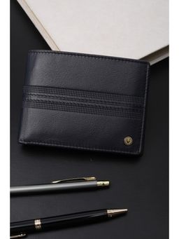 Allen Solly - Men Navy Blue Textured Genuine Leather Wallet