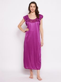 Clovia - Satin Nightie In Purple