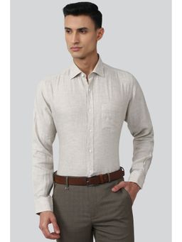 Van Heusen - Men Grey Regular Fit Textured Full Sleeves Formal Shirt