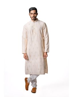 Krishna Mehta - Cream Hand Embroidered Kurta (Set of 2)