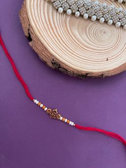 Digital Dress Room - Latest Designer Rakhi Ganesha God Moti & Beads Red Thread Rakhi