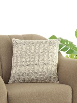 PLUCHI - Cable Knit Dark Grey & Natural Cotton Knitted Decorative 18 x 18 Inches Cushion Cover