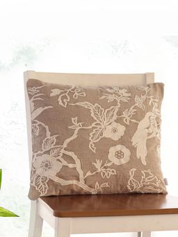 PLUCHI - Floresta Embroidery Cushion Cover - Stone (18 x 18 Inches)