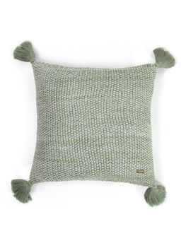 PLUCHI - Moss Knit Pistachio Green Cotton Knitted Decorative 16 x 16 Inches Cushion Cover