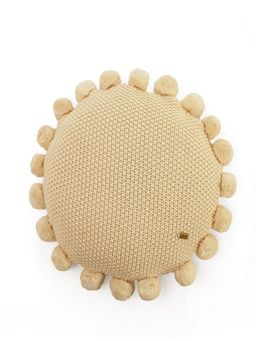 PLUCHI - Pom Pom Oat Cotton Knitted Decorative 16 Inches Dia Cushion Cover
