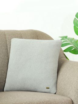 PLUCHI - Mini Moss Knit Vanilla Grey Melange Cotton Knitted 16 x 16 Inches Cushion Cover