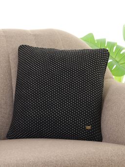 PLUCHI - Moss Knit Black Cotton Knitted Decorative 16 x 16 Inches Cushion Cover