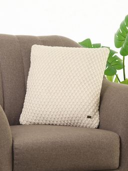 PLUCHI - Mini Popcorn Natural Cotton Knitted Decorative 18 x 18 Inches Cushion Cover