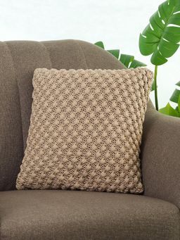 PLUCHI - Popcorn Knit Linen Cotton Knitted Decorative 16 x 16 Inches Cushion Cover