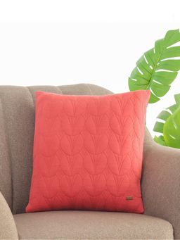 PLUCHI - Illusion Castle Pink Cotton Knitted Quilted Decorative 18 x 18 Inches Cushion Cover