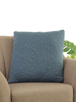 PLUCHI - Totit Cotton Knitted Decorative Cushion Cover - Steel Blue (20 x 20 Inches)