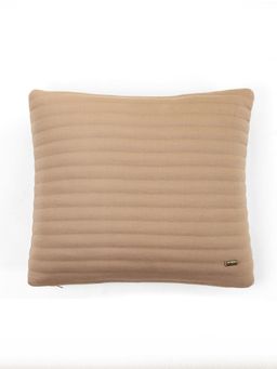 PLUCHI - Waseme Medium Beige Cotton Knitted Quilted Decorative 16 x 16 Inches Cushion Cover