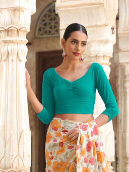 Triyah - Turquoise Blue Stretchy Blouse