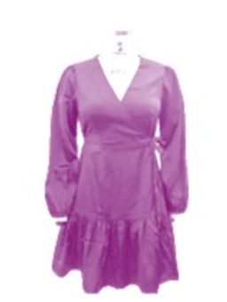 Twenty Dresses by Nykaa Fashion - Pink Satin V Neck Balloon Sleeves Ruffled Wrap Mini Dress (XS)