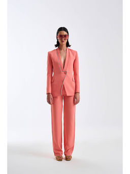 Prot Official - Coral Crystal Trim Power Suit Co Ord (Set of 2)