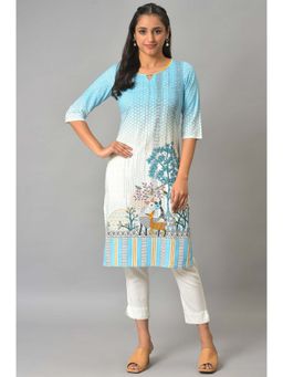 Aurelia - Blue Floral Straight Kurta