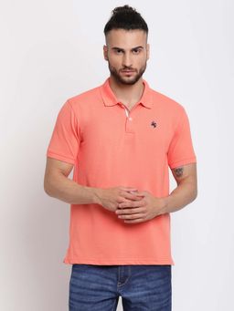 Cantabil - Men's Coral Half Sleeves Collared T-shirt