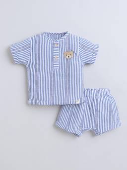 marsh mallows - Baby Boys Navy Blue T-shirt with Shorts