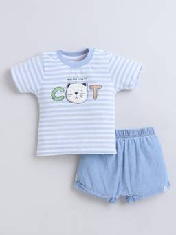 marsh mallows - Baby Boys Blue T-shirt with Shorts