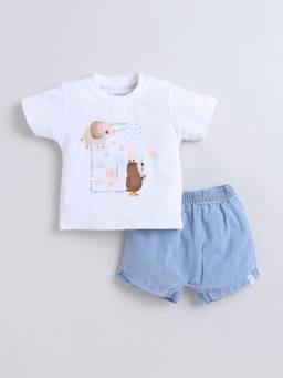 marsh mallows - Baby Boys White T-shirt with Shorts