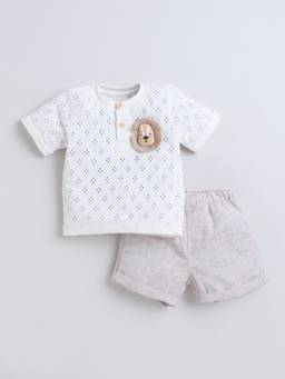 marsh mallows - Baby Boys White T-shirt with Shorts