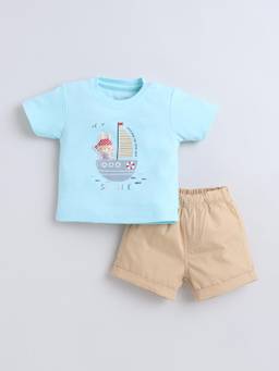 marsh mallows - Baby Boys Blue T-shirt with Shorts