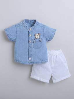 marsh mallows - Baby Boys Light Blue T-shirt with Short