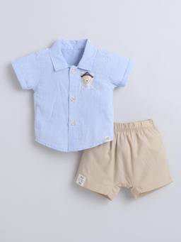 marsh mallows - Baby Boys Sky Blue T-shirt with Shorts