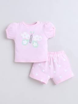 marsh mallows - Infant Girls Purple T-shirt with Short