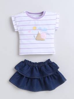 marsh mallows - Infant Girls Purple T-shirt with Skirt