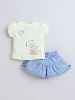 marsh mallows - Infant Girls Yellow T-shirt with Shorts
