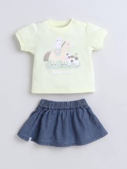 marsh mallows - Infant Girls Yellow T-shirt with Skirt