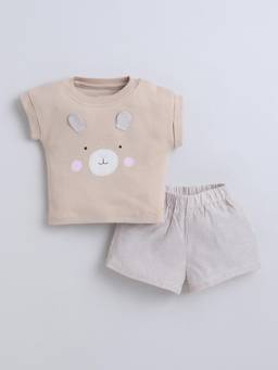 marsh mallows - Infant Girls Fawn T-shirt with Shorts