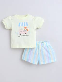 marsh mallows - Infant Girls Yellow T-Shirt with Shorts