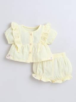marsh mallows - Infant Girls Yellow T-shirt with Shorts