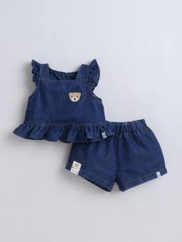 marsh mallows - Infant Girls Dark Blue T-shirt with Shorts