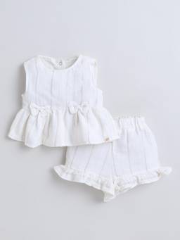 marsh mallows - Infant Girls Off White T-Shirt with Shorts