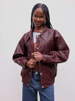 Buy Cider Faux Leather Zipper Jacket (XL) Online