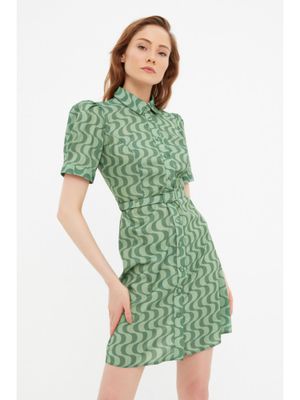 Trendyol Abito Midi Donna In Tessuto Floreale | Vestibilità Slim Fit, Girocollo | 100% Poliestere | Colore Nero/Multicolor, Taglie Dalla S Alla L
