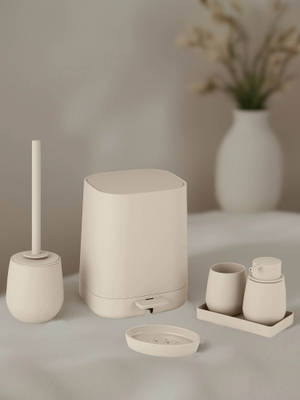 Buy OBSESSIONS Pvc Solid 6 Pcs Bathroom Set- Beige Online