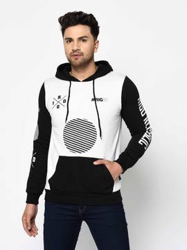 RIGO Hoodies : Buy RIGO Men Black White Printed Hooded Fleece Full Sleeve  Sweatshirt Online | Nykaa Fashion.