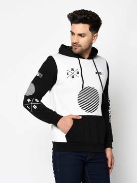 RIGO Hoodies : Buy RIGO Men Black White Printed Hooded Fleece Full Sleeve  Sweatshirt Online | Nykaa Fashion.