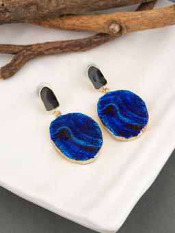 E2O - Gold Plated Blue Beads Crafted Contemporary Drop Earring