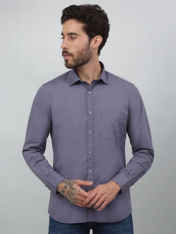 Cantabil - Men Light Purple Solid Full Sleeves Casual Shirt