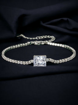 Designs & You - Silver Plated Cz Studded Anti Tarnish Ice Cut White Geometrical Wraparound Bracelet