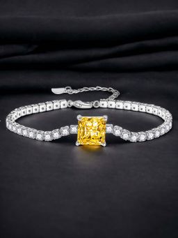 Designs & You - Silver Plated Cz Studded Anti Tarnish Ice Cut Yellow Geometrical Wraparound Bracelet