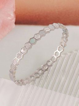 Designs & You - Stainless Steel Silver-Plated Anti Tarnish Hexagonal Openable Bracelet